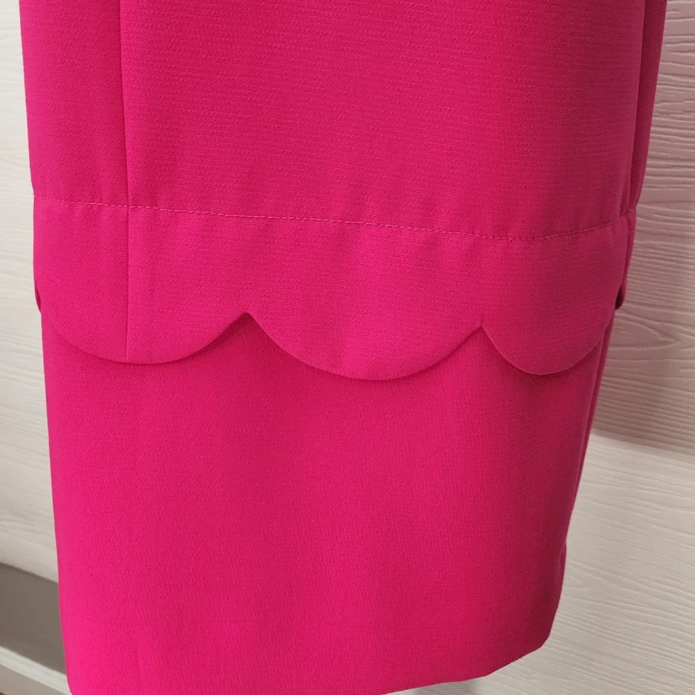 Kate Spade Demi Sweetheart Shift Scalloped Dress Pink 3/4 Sleeve Shift Dress 10